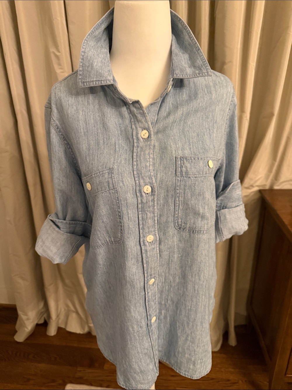 Faherty Light Wash Button-Up Shirt - Pale Blue XS